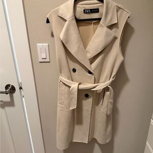 Zara Cream Faux Suede Vest